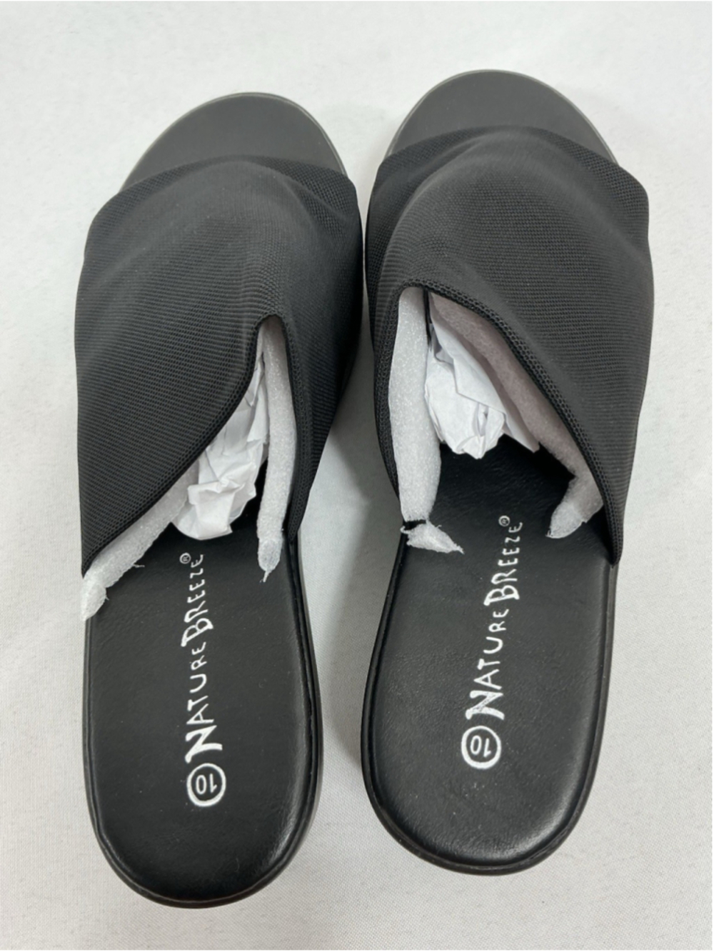 Womans New Nature Breeze Platform Slip On Slide Sandals 10 Black - Picture 3 of 5